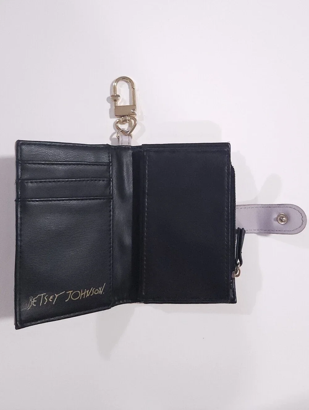 Betsey Johnson Lilac Heart-Quilted Card Vegan Leather Wallet with Gold Hardware